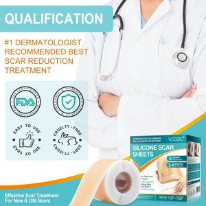 Scar Removal Silicone Tape for Hypertrophic Scars & Keloids, 1.6'' x 150"